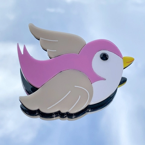 Handmade Cute Acrylic Bird Brooch Animal Fashion Lapel Pin Blue Pink Cartoon Badge Clothing Accessories Jewelry Gift