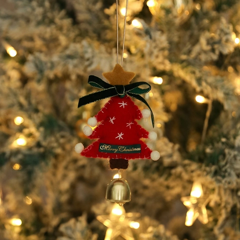 Ornamenti Appesi Di Natale In Feltro Forme Albero Casa Con Campanello In Metallo Decorazione Per Festa