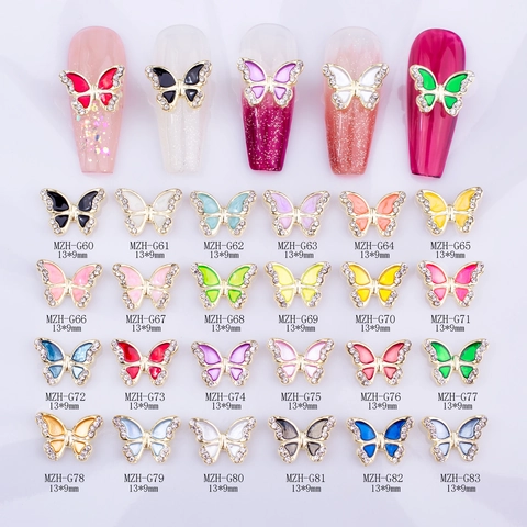 Dijes De Mariposa Para Uñas Aleación Diamantes De Imitación Esmalte 3D Manicura Decoración DIY Accesorios