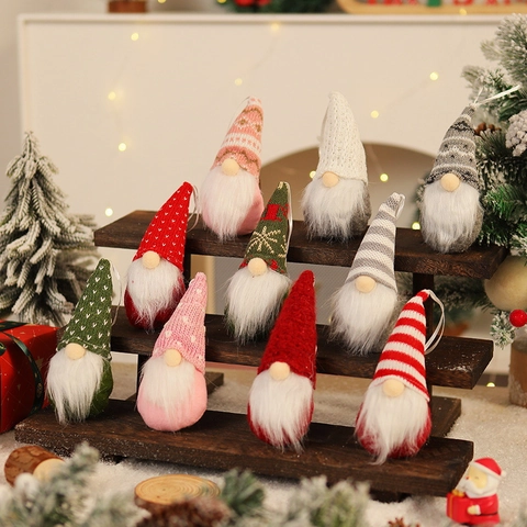 Ornamenti Appesi Gnomo Di Natale Tessuto A Maglia Pelliccia Sintetica Bambola Elfo Senza Volto Decorazioni Natalizie