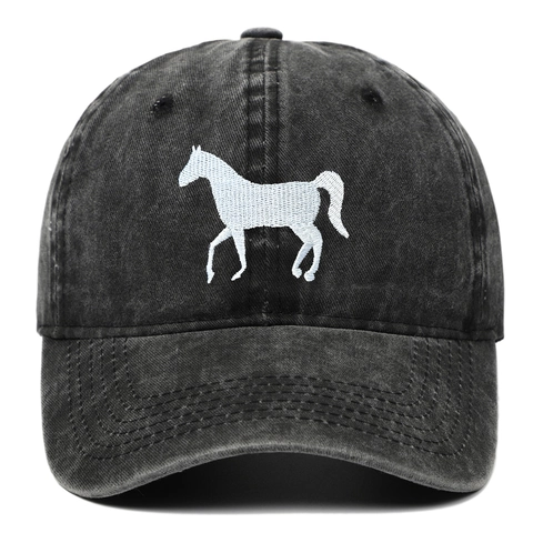 Berretto Da Baseball Cotone Lavato Vintage Distressed Ricamo Cavallo Protezione Solare Casual Dad Hat Uomo Donna