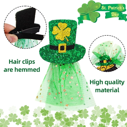 St Patrick's Day Haarklammern Kleeblatt Gnom Pailletten Netz Festliche Haar Accessoires Für Frauen Party Kostüm