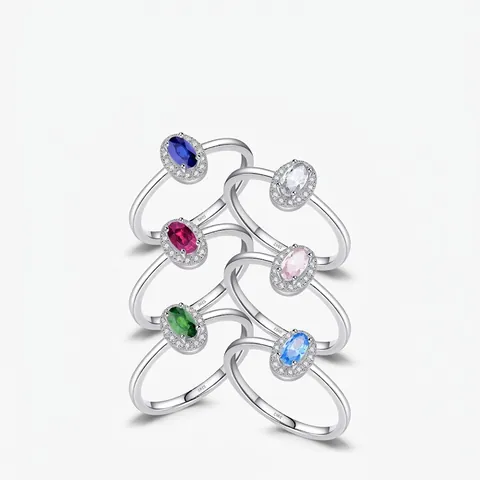 Eleganter Ovaler Edelsteinring 925 Sterling Silber Halo Zirkonia Verlobung Hochzeit Schmuck Für Frauen Luxusgeschenk
