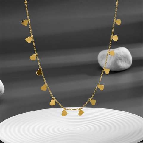 Stainless Steel Heart Necklace Bracelet And Tassel Earrings Fashion Light Luxury Gold Plated Jewelry For Women