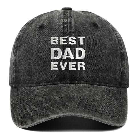 Berretto da Baseball in Cotone Lavato Con Ricamo Best Dad Ever Vintage Effetto Usurato Regolabile Cappello da Sole Sportivo per Uomo