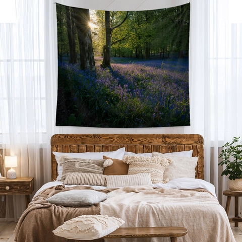 Nature Forest Wall Tapestry Polyester Fabric Sunlight Landscape Hanging For Bedroom Living Room Nordic Home Decor
