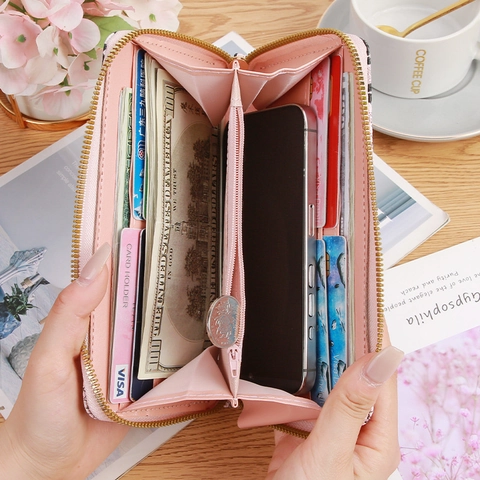 Cartera Larga De Mujer Con Estampado De Serpiente Moda Cuero PU Relieve Gran Capacidad Bolso De Mano Con Correa