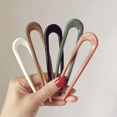 Horquilla Para El Pelo En Forma De U Minimalista De Resina Pasador De Pelo Sencillo Herramienta De Peinado De Moño Para Mujer Estilo Francés