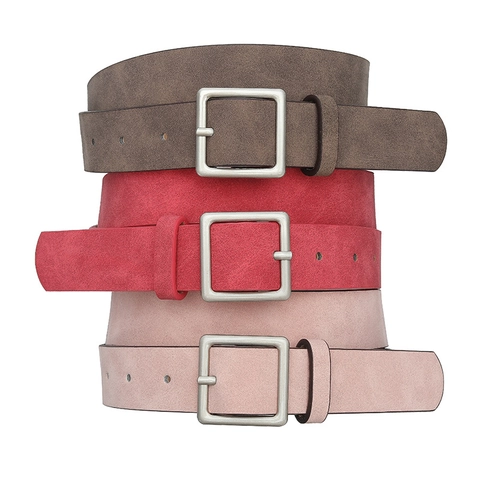 Damen Mode PU Leder Gürtel Minimalistisch Quadratische Schnalle Mattierte Textur Taillengürtel Für Kleider Jeans Accessoire