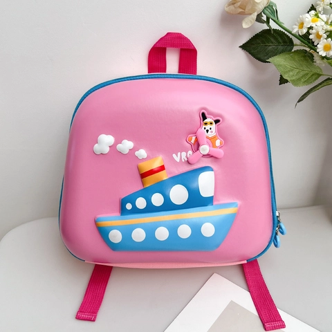 Mochila Niños Carcasa Rígida EVA Diseño Barco Dibujos Animados 3D Ligera Transpirable Bolsa Escolar Jardín De Infancia