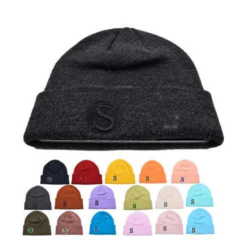 Unisex Mode Strickmütze Winter Warm Wollgarn Bestickt S Buchstabe Umschlag Einfarbig Beanie Outdoor Sport Kopfbedeckung