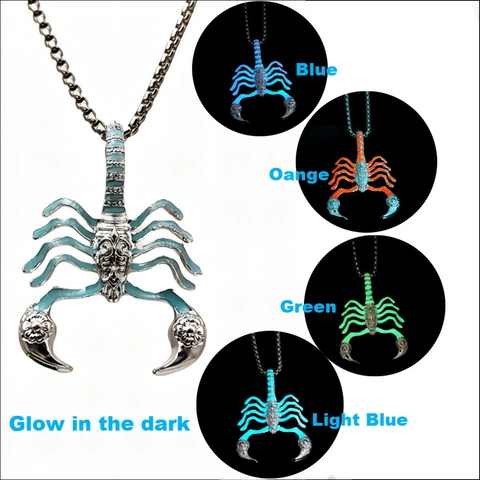 Collana Con Pendente Scorpione Lega Luminoso Si Illumina Al Buio Retro Punk Hip Hop Gioielli Per Uomo Regalo