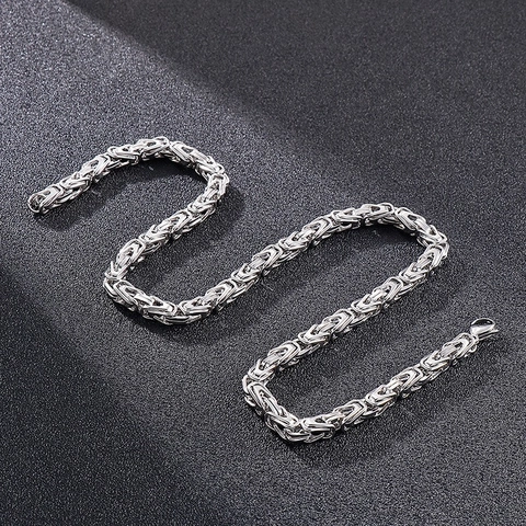 Byzantinische Kette Halskette Und Armband Edelstahl Hip Hop Punk Schmuck Für Männer Poliertes Gliederschmuck