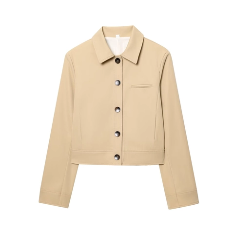 Women Cropped Lapel Jacket And High Waist Wide Leg Pants Polyester Solid Color Professional Streetwear