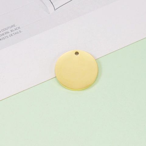 Dijes Redondos En Blanco Etiquetas De Acero Inoxidable Pulido Espejo Para Joyería DIY Etiquetas De Identificación De Mascotas Grabado