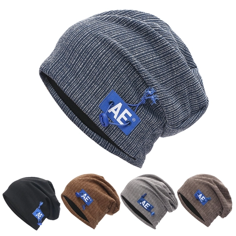 Gorro De Punto Acanalado Unisex Acrílico Parche Letra AE Cordón Decorativo Doble Capa Exterior Streetwear Casual