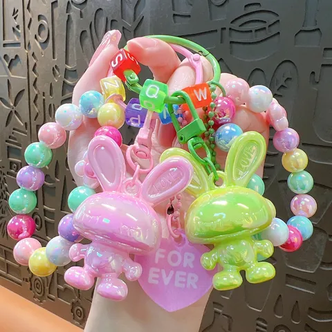 Irisierender Acryl Perlen Schlüsselanhänger Cartoon Tier Anhänger Armband Tasche Ornament Süßer Schmuck Zubehör Für Damen