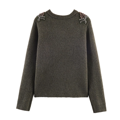 Cardigan In Maglia Da Donna Maglione Con Perline Girocollo Abboutonatura Maniche Lunghe Morbido