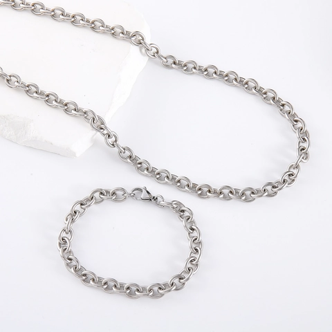 Collana E Bracciale A Catena Incrociata Spessa Minimalista In Acciaio Inossidabile 304 Gioielli Con Maglia Rolo