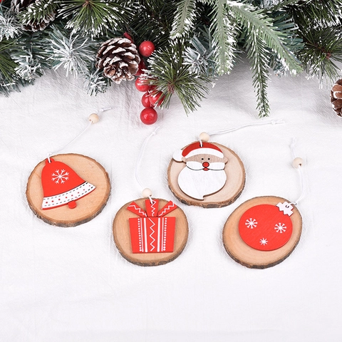 Decorazioni Natalizie Appese In Legno Fette Di Legno Naturale Pendenti Decorativi Per Albero Natale Babbo Natale Campana Regalo