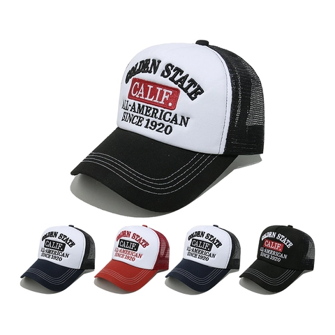 Cappello Trucker Retro Americano Mesh Baseball Ricamo Golden State Traspirante Regolabile Cappello Sole