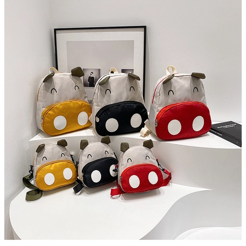 Kinder Cartoon Nijlpaard Rugzak En Schoudertas Schattig Dier Patroon Nylon Contrastkleur Kleuterschool Tas Voor Peuters Jongens Meisjes