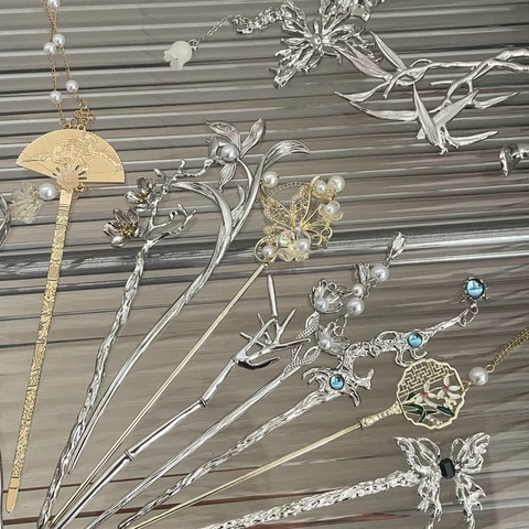 New Chinese Style Hair Stick Metal Vintage Hairpin Elegant Faux Artificial Pearl Tassel Retro Headpiece Accessory For Women Updo