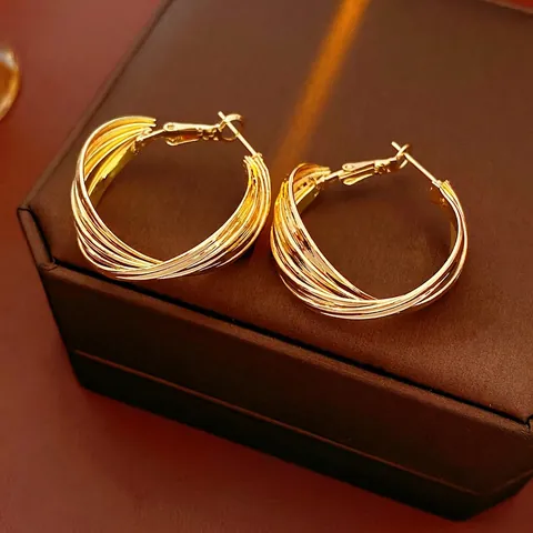 Gedraaide Creolen Legering Met Zilveren Oorsteker Minimalistisch Rond Geometrisch Statement Sieraden Voor Dames