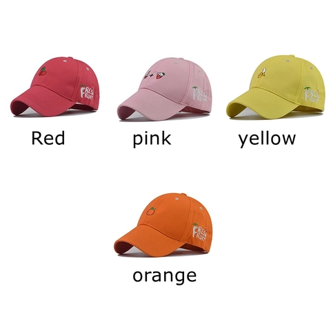 Baseball Cap Baumwolle Twill Frucht Stickerei Fresh Fruit Seite Buchstabe Sonnenhut Outdoor Lässig Verstellbar Damen Herren