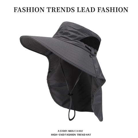 Outdoor Sun Hat Polyester Quick Dry All-Round Protection With Face Mask Neck Flap For Fishing Hiking Casual Men Women