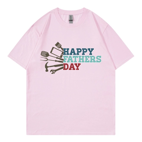 T-Shirt Homme Manches Courtes Pur Coton Happy Father Day Imprimé Lettres Col Rond Décontracté Été Haut Graphique