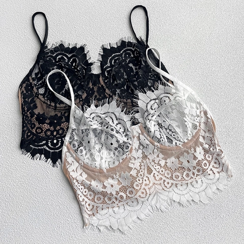 Soutien Gorge Femme Style Français Dentelle Cils Ultra Mince Avec Armatures Push Up Dos Nu Maille Respirante Lingerie