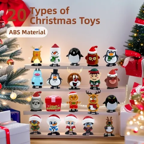 Giocattoli A Molla Di Natale Assortiti Babbo Natale Pupazzo Di Neve Renna Pinguino Plastica Meccanico Camminare Regali Festa Bambini