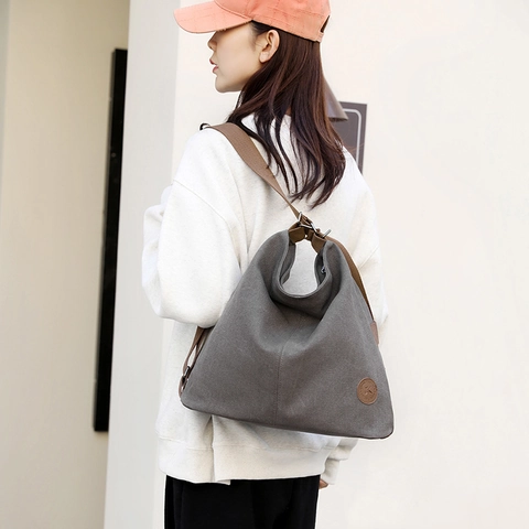 Borsa Multiuso In Tela Grande Capacità Donna Retro Zaino Borsa A Spalla Tracolla Borsa Da Viaggio Versatile Casual