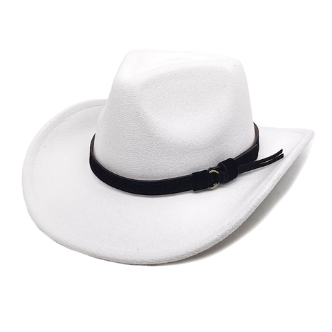 Cappello Da Cowboy Occidentale A Tesa Larga Cotone Poliestere Feltro Fedora Stile Etnico Vintage Con Fibbia Della Cintura