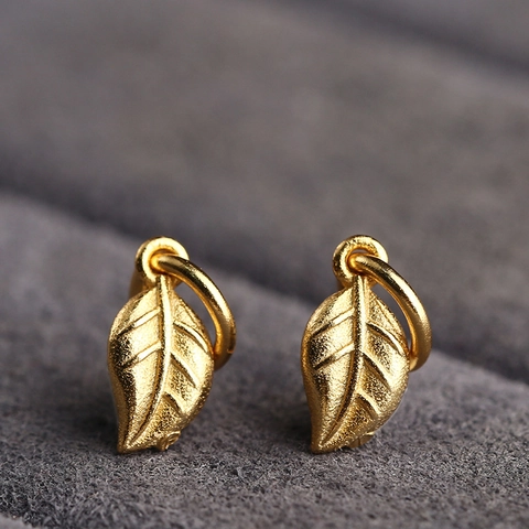 925 Sterling Silver Leaf Charm Gold Plated Ancient Gold Finish For DIY Jewelry Making Small Leaf Pendant Hanging Accessory