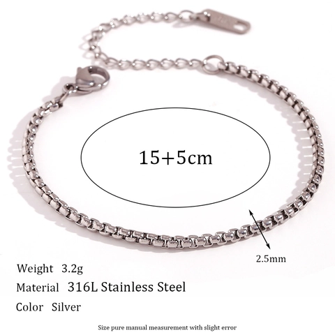 Minimalist 316L Stainless Steel Bracelet Chain For Women Adjustable Polished Box Snake Paperclip Link Fashion Jewelry