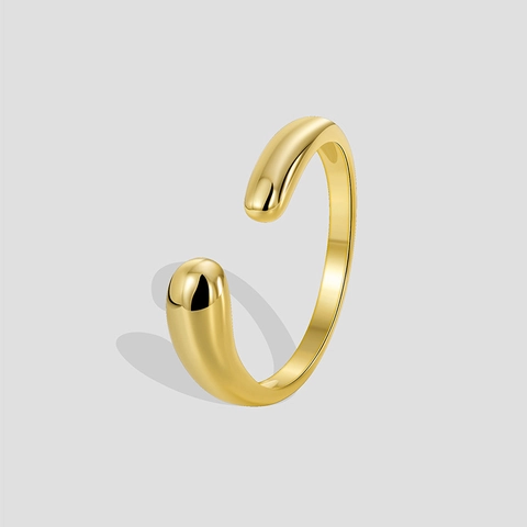 Minimalistischer Gold Vergoldeter Kupfer Glatte Oberfläche Offener Ring Für Damen Ins Stil Geometrischer Verstellbarer Ring Schmuck Geschenk