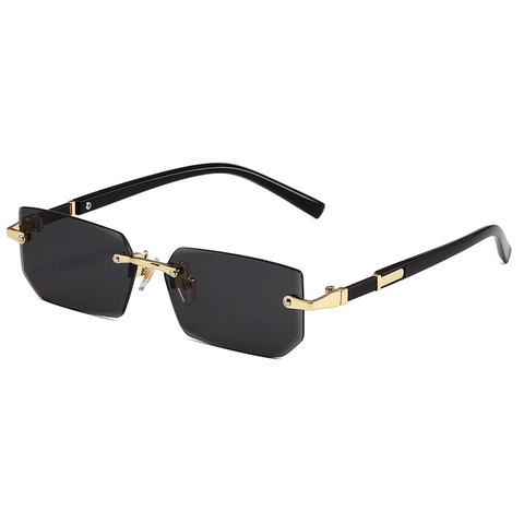 Occhiali Da Sole Rettangolari Senza Montura Ponte In Metallo Lenti PC Jelly Protezione UV400 Moda Retro Per Donna Viaggi