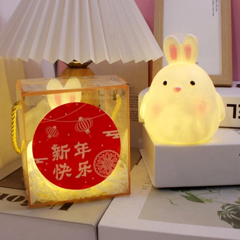 Veilleuse Animale Dessin Animé Vinyle LED Lueur Chaude Décoration De Table Lapin Ours Poussin Pour Enfants Cadeau Anniversaire