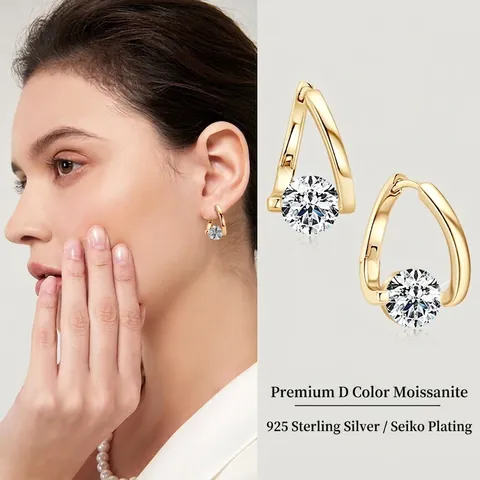 925 Sterling Silver Moissanite Stud Earrings For Women D Color Moissanite Geometric Earring Jewelry With GRA Certificate