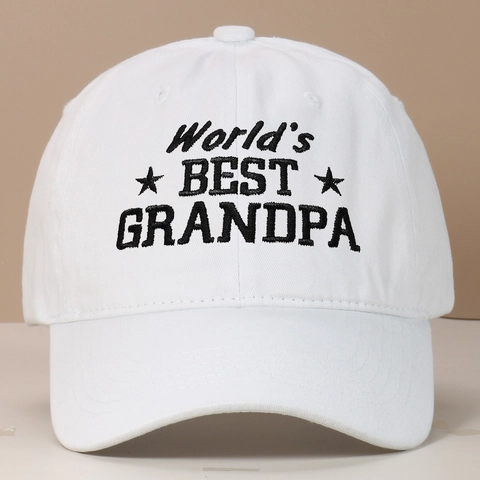 Washed Cotton Baseball Cap Worlds Best Grandpa Embroidery Vintage Retro Adjustable Dad Hat