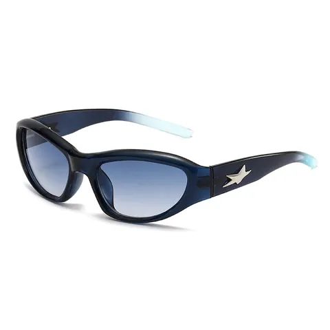 Mode Sonnenbrille Retro Ovaler Rahmen Y2K Stil UV Schutz PC Material Metall Stern Dekor Trendige Brillen Für Männer Frauen