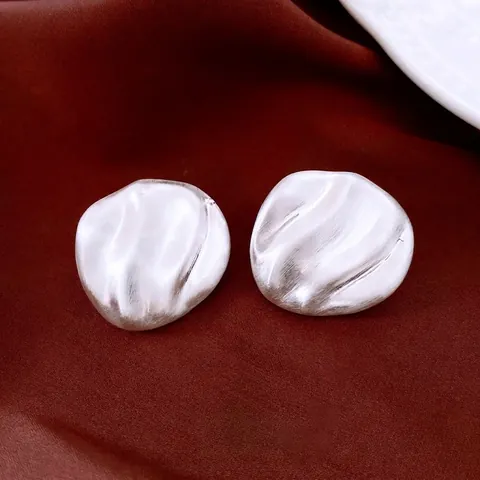 Minimalistische Legierung Ohrstecker Mit Silver Earring Post Unregelmäßige Wellentextur Geometrischer Stil Schmuck Frauen