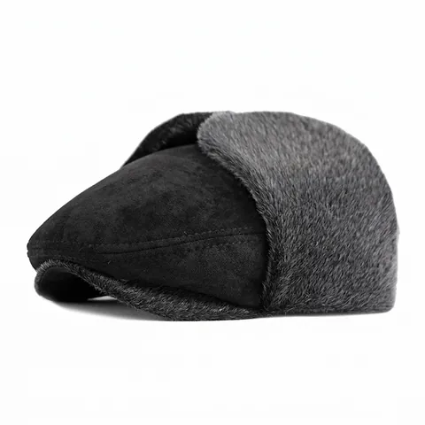 Berretto Invernale Caldo Da Uomo In Finta Pelle Scamosciata Spessa Con Paraorecchie In Pelliccia Sintetica Cappello Antivento