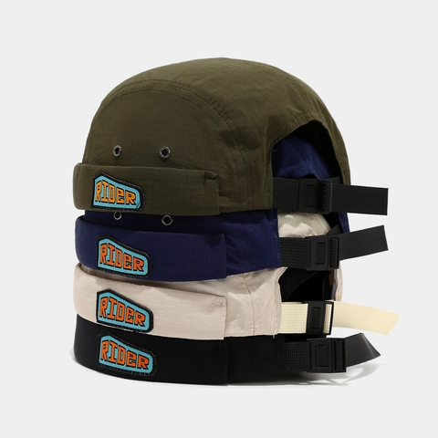 Retro Randloze Docker Muts Ripstop Polyester Letter Patch Verstelbare Ademende Streetwear Miki Pet