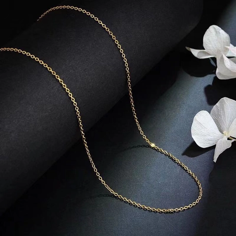 Collana a Catena Minimalista in Acciaio al Titanio per Donna Placcata in Oro 18K Catena a Forma di O Catena a Labbro Gioielli di Moda