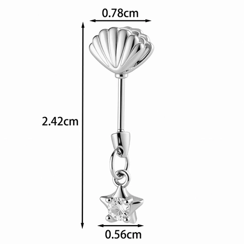 Orecchino Per Cartilagine In Acciaio Al Titanio Stella Conchiglia Gioielli Piercing Con Zirconi Colorati Perla Artificial Vite