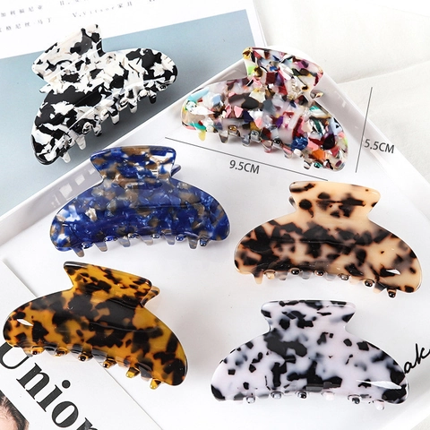 Acryl Acetaat Marmer Schildpad Haarklem Voor Dames Handgemaakt Koreaanse Stijl Grote Paardenstaart Haarklem Accessoires