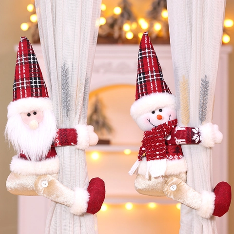 Fibbia Per Tenda Di Natale Babbo Natale Pupazzo Di Neve Peluche Maglia Fermatenda Velcro Decorazione Festiva Casa